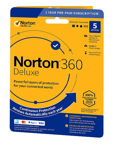 Symantec Norton 360 Deluxe 50GB HUN (1 User/5 Device/1 Year) (21416689)