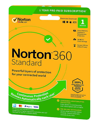 Symantec Norton 360 Standard 10GB HUN (1 User/1 Device/1 Year) (21416707)