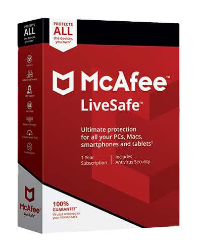 McAfee Livesafe și VPN 1 an